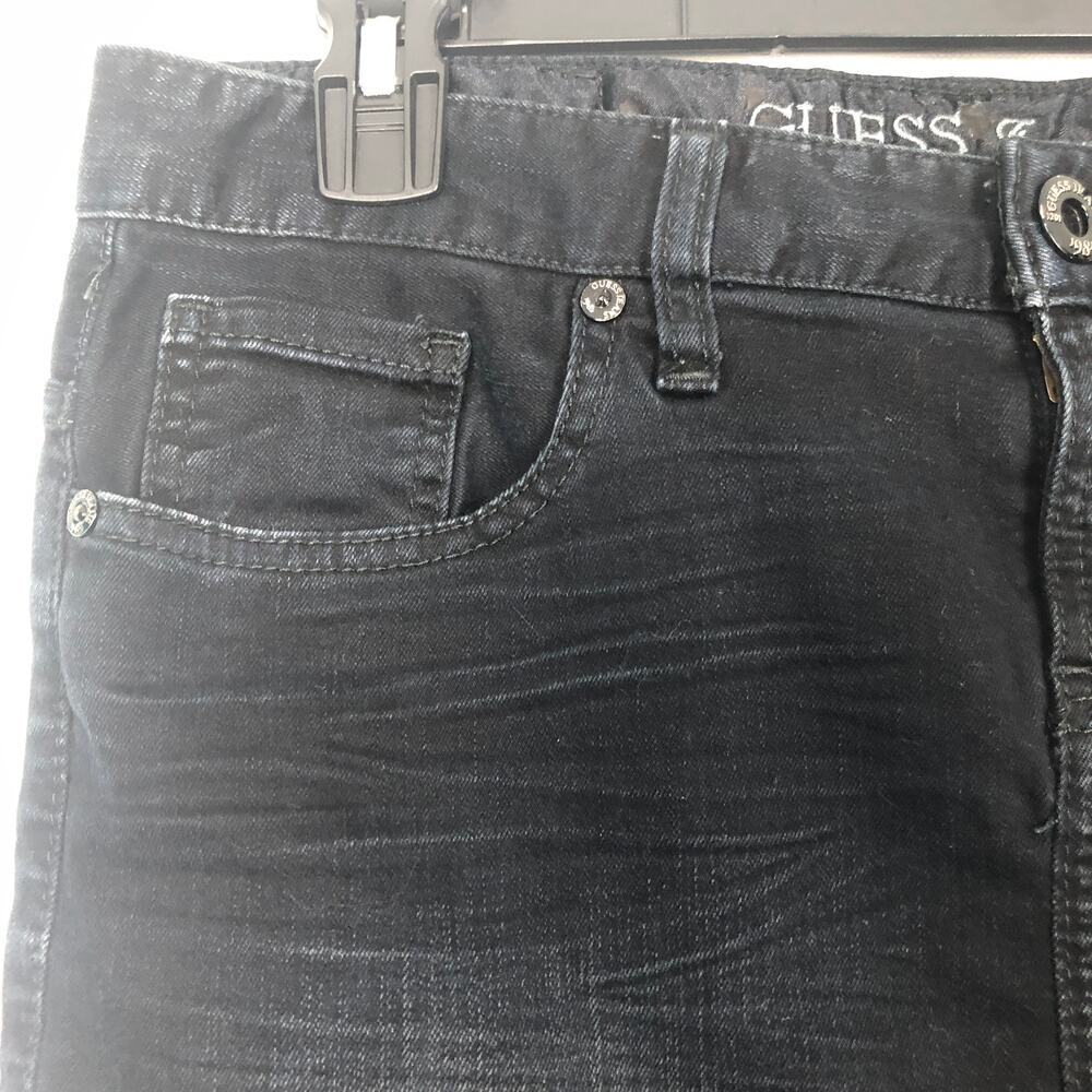Guess Jeans 5-Pocket Black Washed Denim Skirt Size 26 - Picture 4 of 12